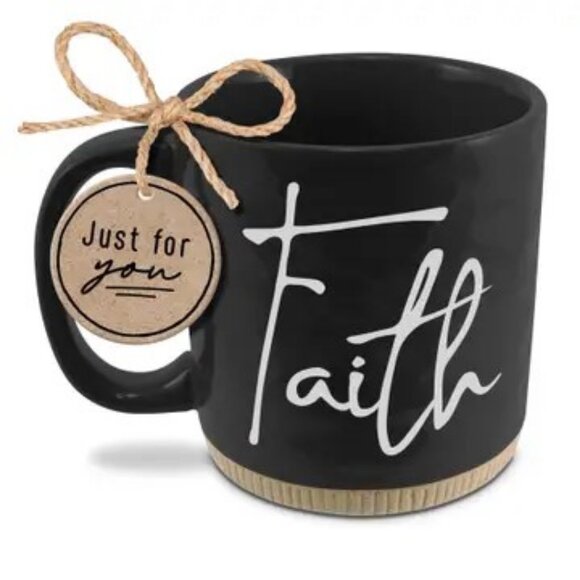 Coffee cup Powerful Words Faith Black - Picture 1 of 3